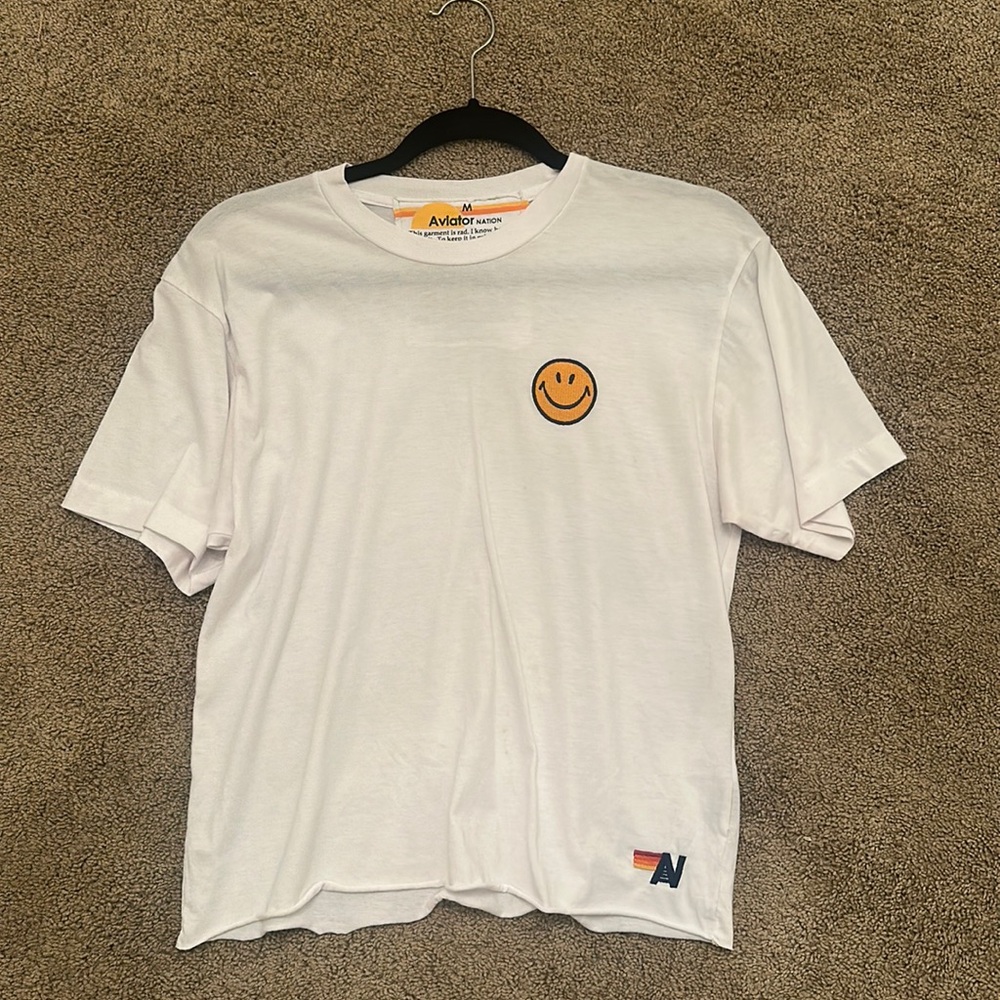 Aviator Nation white smiley boyfriend tee